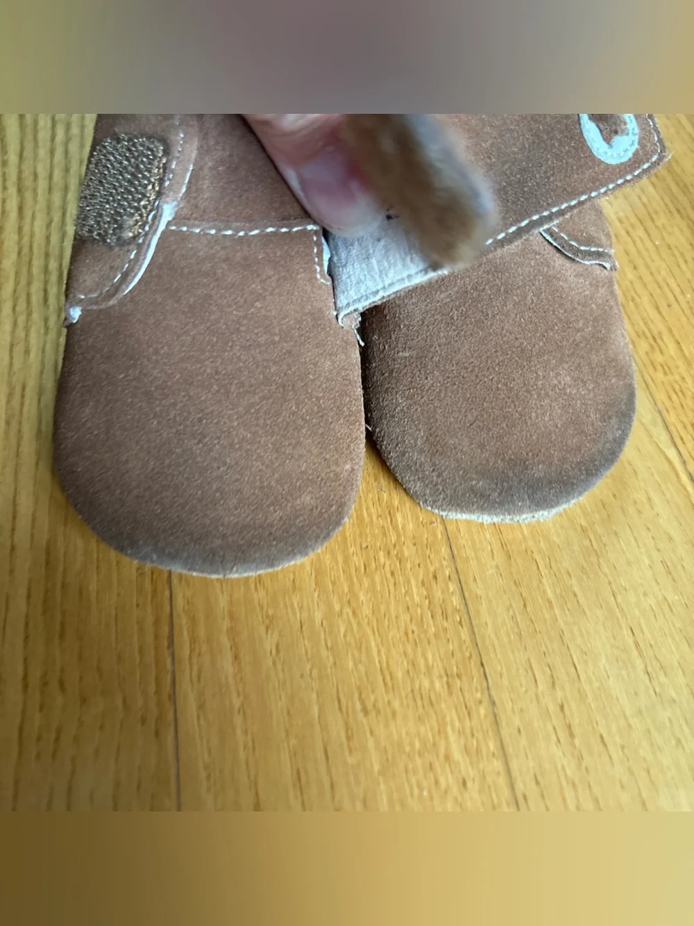 Livie & Luca Benny bootie Shoes Brown camel suede Leather Button 6-12 Months